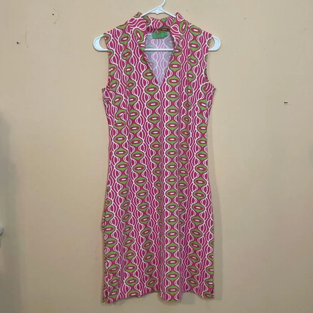 Katherine Way Small  Golf Dress USA Made Pink and Greens